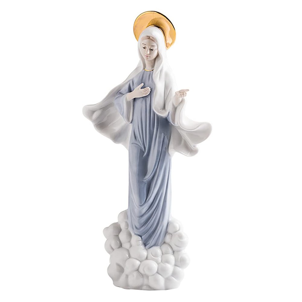 homeemoh Ceramics Virgin Mary Statue, Christianity Statues Religious Figurine Ceramic Decorative Small Sculpture for Home Decor, Style-C
