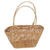 VOSAREA Handheld Straw Flower Basket Brown Woven Craft Decor Storage view 1