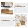 VOSAREA Handheld Straw Flower Basket Brown Woven Craft Decor Storage view 4