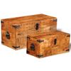(Fast Shipments)Antique-style wooden storage box,Treasure Chest, Wooden Storage Trunks Treasure Chest Wood Box With Latch Closurefor Bedroom,Living Room, Entryway, Set 2 Pieces Rough Mango Wood view 1