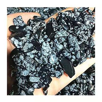 Natural crystasl Stones Snowflake Obsidian Gravel Polished Quartz Chips for feng Shui 300g 9-12mm