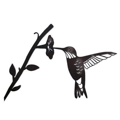 ACEVER Vintage Garden Yard Patio Tree Decoration, Wall Art, Metal Silhouettes, Powder Coated Steel, Hummingbird, Black
