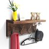 QPZK Rustic Wooden Coat Rack Shelf Wall Mounted Wooden Hook Rack, Solid Wood Country Style Entryway Shelf Rack for Upper Storage Shelf for Entryway, Bedroom, Mudroom view 1