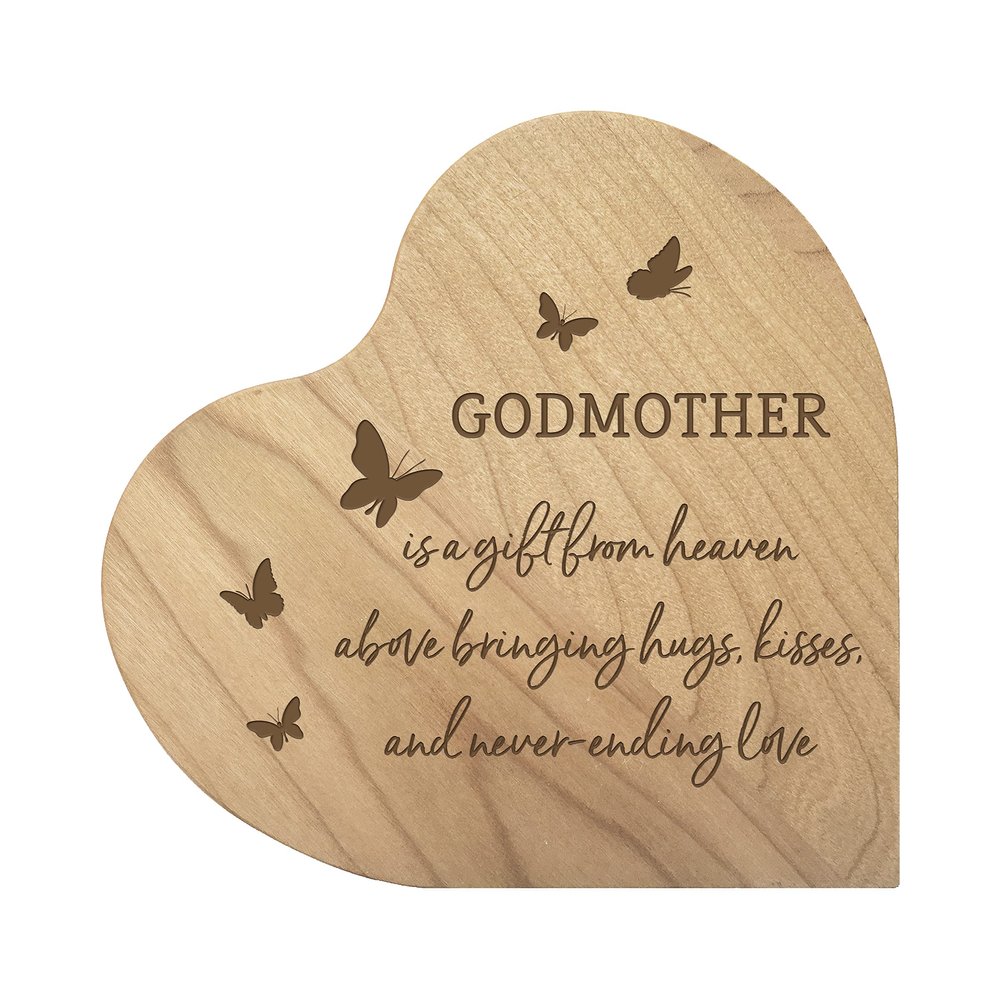 LifeSong Milestones Solid Wood Heart Decoration Favors for Godmother Unique Home Decor Housewarming Gift from Daughter Son Niece Nephew 5x5.75 Never-Ending Love (Maple)