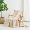 100% Cotton Green Blanket Full/Queen Size for Bed - Breathable and Soft, Waffle Weave for Summer Spring, 90x90 Inches (Oatmeal) view 3