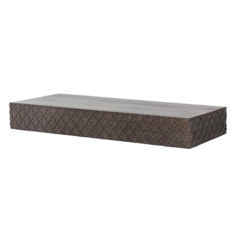 American Art Decor Small Rustic Embossed Wood Decorative Floating Wall Mounted Shelf - Black - 24.25" L x 3" H x 8.25" D