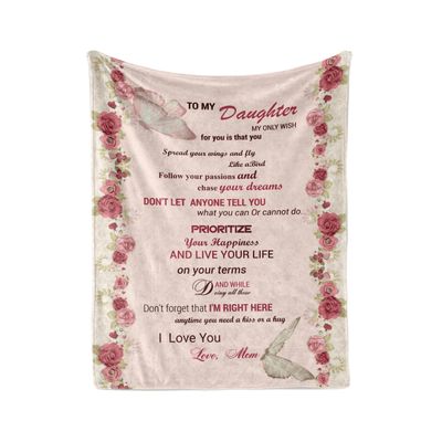 Launchigo Personalized to My Daughter I Love You Forever & Always Cozy Fleece Throw Blanket for Birthday, Daughter's Day (to My Daughter from MOM 4, 60" X 80")