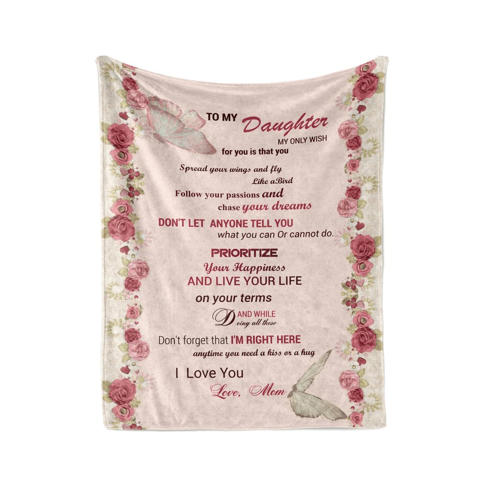 Launchigo Personalized to My Daughter I Love You Forever & Always Cozy Fleece Throw Blanket for Birthday, Daughter's Day (to My Daughter from MOM 4, 60" X 80")