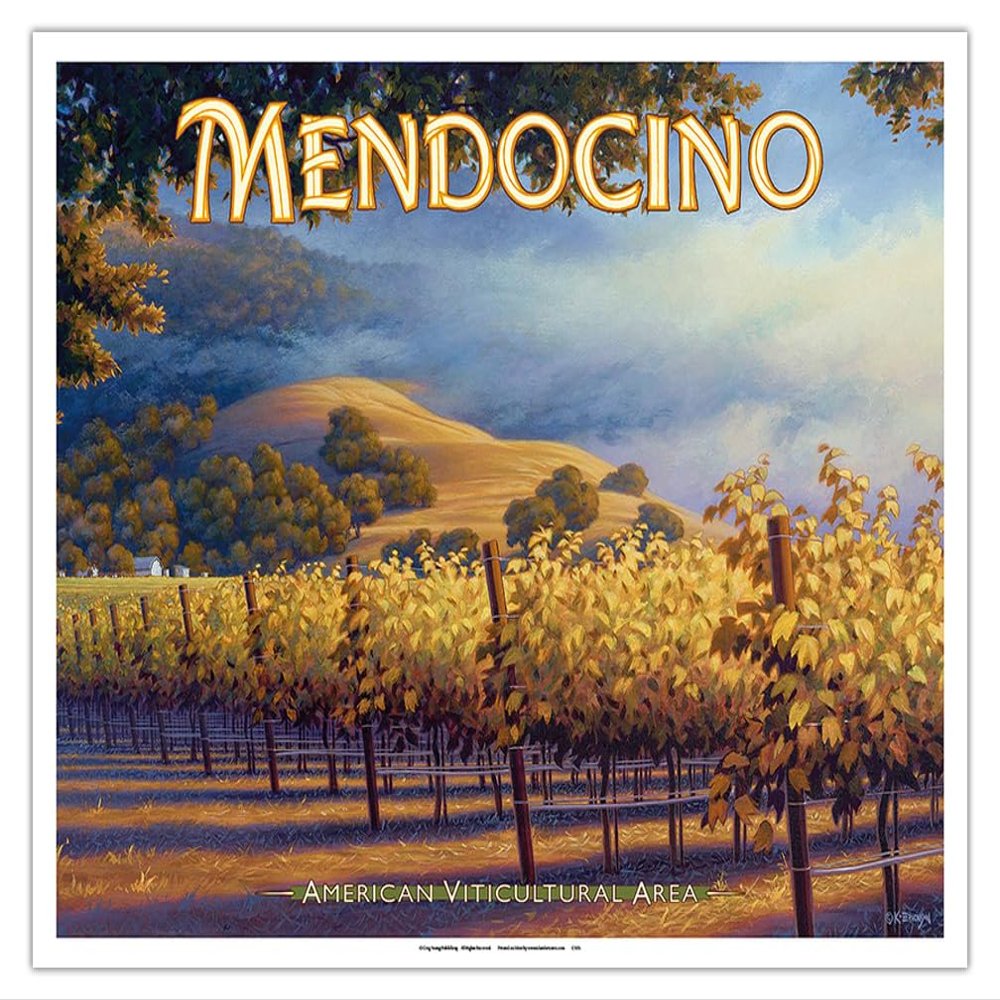 Mendocino Wineries - California Vineyards Wine Country Art by Kerne Erickson - Fine Art Matte Paper Print (Unframed) 16x20in