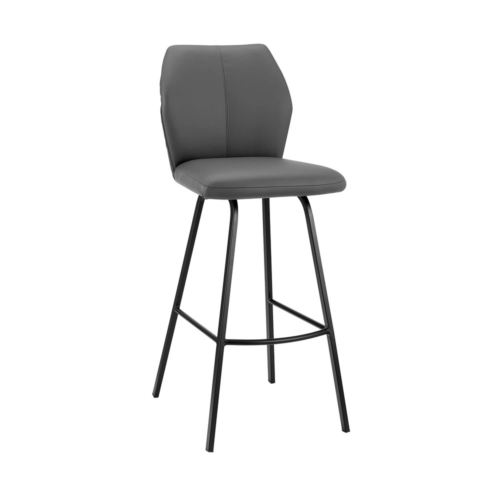 Armen Living Tandy Gray Faux Leather and Black Metal 26" Counter Stool
