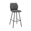 Armen Living Tandy Gray Faux Leather and Black Metal 26" Counter Stool view 1