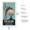 New Zealand - The Country for the Angler - Fly Fishing - Vintage Travel Poster by Leonard C. Mitchell c.1950 - Fine Art Matte Paper Print (Unframed) 30x44in view 2