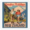 New Zealand - Carefree Holidays - Mountain Hiking - Vintage Travel Poster c.1930 - Fine Art Matte Paper Print (Unframed) 20x26in view 1