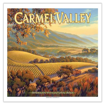Carmel Valley Wineries - Joullian Vineyards - California Vineyards Wine Country Art by Kerne Erickson - Fine Art Matte Paper Print (Unframed) 20x26in