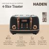 HADEN Heritage 4-Slice Toaster with Extra Wide Slots, 1500-Watt, Black & Copper - Retro Stainless Steel Design with Self-Centering Function, Adjustable Browning Control & Removable Crumb Tray view 2