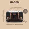 HADEN Heritage 4-Slice Toaster with Extra Wide Slots, 1500-Watt, Black & Copper - Retro Stainless Steel Design with Self-Centering Function, Adjustable Browning Control & Removable Crumb Tray view 4