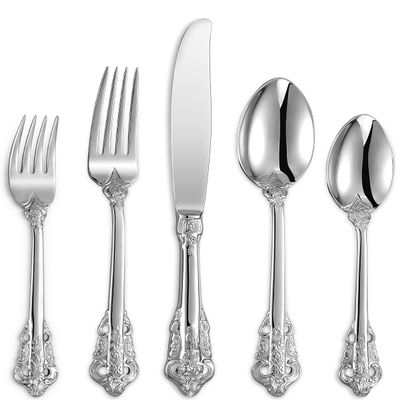 KEAWELL Luxury 20 Pieces 18/10 Stainless Steel Flatware set, Service for 4, silver plated with gold accents, Fine Silverware set and Dishwasher Safe (Silver)