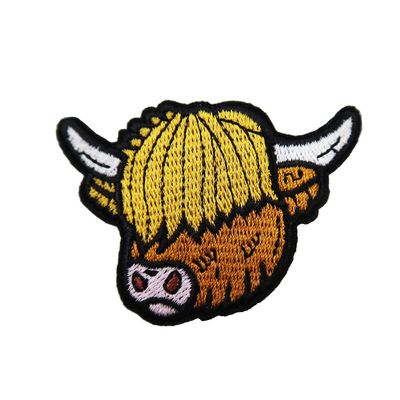 Highland Cow Scottish Cattle Embroidered Iron On Patch Farm Animal Applique