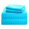Sleeper Sofa Sheet Set - 4 Piece Luxury Bed Sheets Extra Soft, 500-TC Pure Organic Cotton (Easy Fit Upto 6" inches Deep Pocket) Full Sofa Size Sheet Set Turquoise Stripe view 1