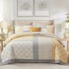 Finlonte King Size Quilt, 100% Cotton Comforter King Size, Yellow Grey Farmhouse Quilted Bedspread, Patchwork Lightweight Reversible Quilt Bedding Set for King Bed, 3-Pieces view 1