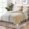 Finlonte King Size Quilt, 100% Cotton Comforter King Size, Yellow Grey Farmhouse Quilted Bedspread, Patchwork Lightweight Reversible Quilt Bedding Set for King Bed, 3-Pieces view 2
