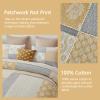 Finlonte King Size Quilt, 100% Cotton Comforter King Size, Yellow Grey Farmhouse Quilted Bedspread, Patchwork Lightweight Reversible Quilt Bedding Set for King Bed, 3-Pieces view 3