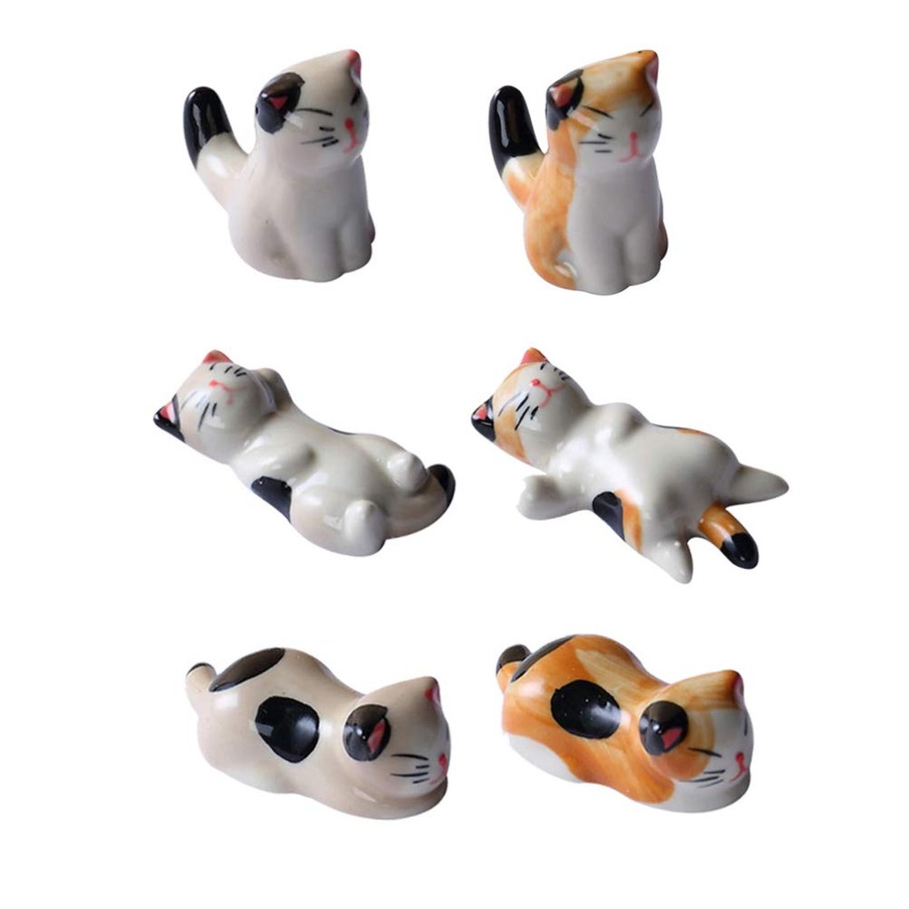 6pcs Fork Holder Dinner Spoon Stand Kitten Chopsticks Holder Cat Ceramic Chopstick Holder Chopsticks Rest Chopsticks Stand