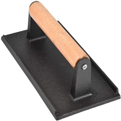 YRHH Grill Burger Press, Commercial Cast Iron Steak Press with Wooden Handle