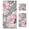 ALAZA Pink Flowers Roses and Leaves on Gray Towel Bathroom Sets 3 Piece Bath Towel Sets1 Bath Towel 1 Hand Towel 1 Washcloth Soft Luxury Absorbent Decorative Towels for Beach Gym Spa view 1