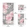 ALAZA Pink Flowers Roses and Leaves on Gray Towel Bathroom Sets 3 Piece Bath Towel Sets1 Bath Towel 1 Hand Towel 1 Washcloth Soft Luxury Absorbent Decorative Towels for Beach Gym Spa view 3