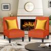 ALISH Accent Chairs Set of 2 Upholstered Living Room Chairs Armless Side Chairs Bedroom Chairs with Curved Backrest and Wooden Legs Orange view 1