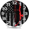 Archery Bow Hunting Us Flag Round Wall Clock Waterproof Decorative Clocks for Living Room Classroom Patio Bedroom view 2