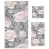 ALAZA Pink Flowers and Leaves on Gray Rose Floral Tile Towel Bathroom Sets 3 Piece Bath Towel Sets1 Bath Towel 1 Hand Towel 1 Washcloth Soft Luxury Absorbent Decorative Towels for Beach Gym Spa view 1