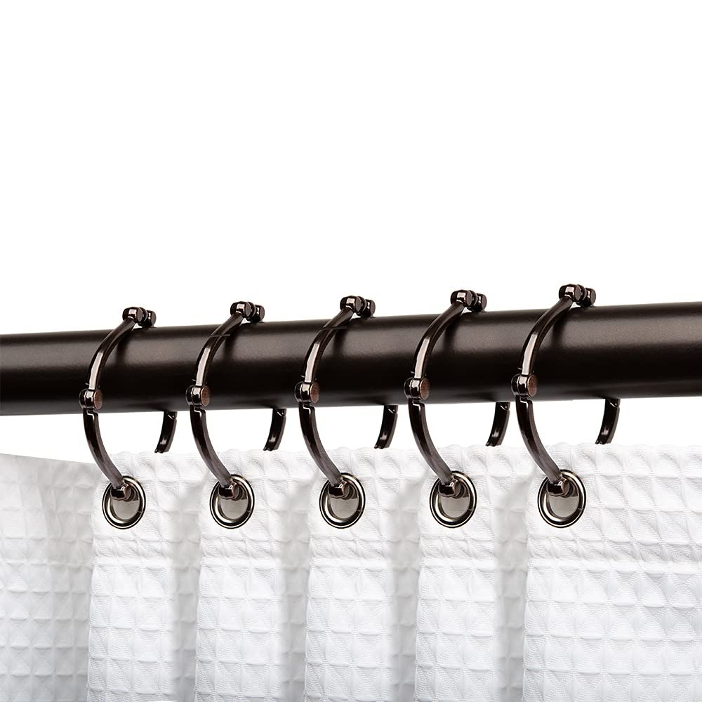 Utopia Alley Shower Rings, Shower Curtain Rings for Bathroom, Rustproof Zinc Shower Curtain Hooks Rings, Set of 12 (Oil Rubbed Bronze)