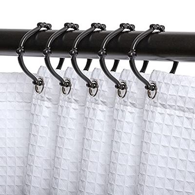 Utopia Alley Shower Rings, Shower Curtain Rings for Bathroom, Rustproof Zinc Shower Curtain Hooks Rings, Set of 12 (Black)