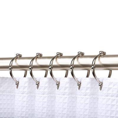 Utopia Alley Shower Rings, Shower Curtain Rings for Bathroom, Rustproof Zinc Shower Curtain Hooks Rings, Set of 12 (Brushed Nickel)