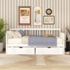 Daybed with Drawers, Wood Twin Daybed Frame, Twin Size Day Bed for Kids Adults, Multifunctional Platform Bed, White view 3