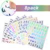 Outus Valentine's Day 576 Pieces 8 Sheets Letters Stickers Self Adhesive Vinyl Letter Alphabet Number Stickers Mailbox Numbers Sticker, Decals for Classroom Decor, Sign, Door(Silver,1 Inch) view 2