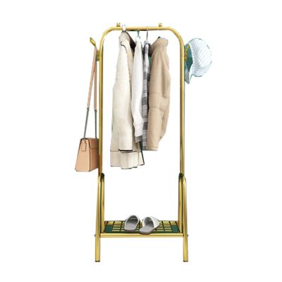 XINGLL Coat Rack Stand, Single Pole Type Floor-to-Ceiling Metal Coat Rack for Bedroom Corridor Office Hanger, 3 in 1 Design Shelf with Base Rack, 3 Colors (Color : Gold, Size : 60x33x147cm)