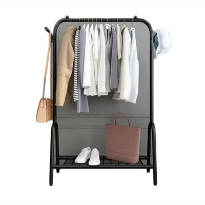 XINGLL Coat Rack Stand, Single Pole Type Floor-to-Ceiling Metal Coat Rack for Bedroom Corridor Office Hanger, 3 in 1 Design Shelf with Base Rack, 3 Colors (Color : Black, Size : 100x33x147cm)