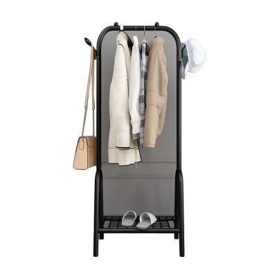 XINGLL Coat Rack Stand, Single Pole Type Floor-to-Ceiling Metal Coat Rack for Bedroom Corridor Office Hanger, 3 in 1 Design Shelf with Base Rack, 3 Colors (Color : Black, Size : 60x33x147cm)