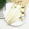 BRIIEC Silverware Set, Satin Finish 36-Piece Stainless Steel Flatware Set with Flat Handle, Kitchen Utensil Set Service for 6, Include coffee spoon - Champagne Gold view 2