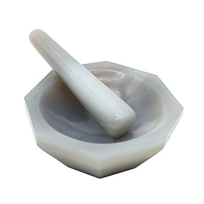 1PCS 60MM Natural Agate Mortar Laboratory Wear-Resistant Agate Mortar High Grade Agate With Grinding Rod