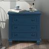 TITA-DONG Blue Wood 3 Drawers Dresser, 3 Drawer Nightstand with Pull-Out Tray, Fully Assembled Bedside Table Side End Table for Living Room/Bedroom view 2