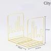 Iron Bookshelf Book Clip Wall Book Shelves Desk Bookstand Magazine Racks Holders, Wall Mounted Storage Shelves, Decorative for Home Office Living Room (City) view 2