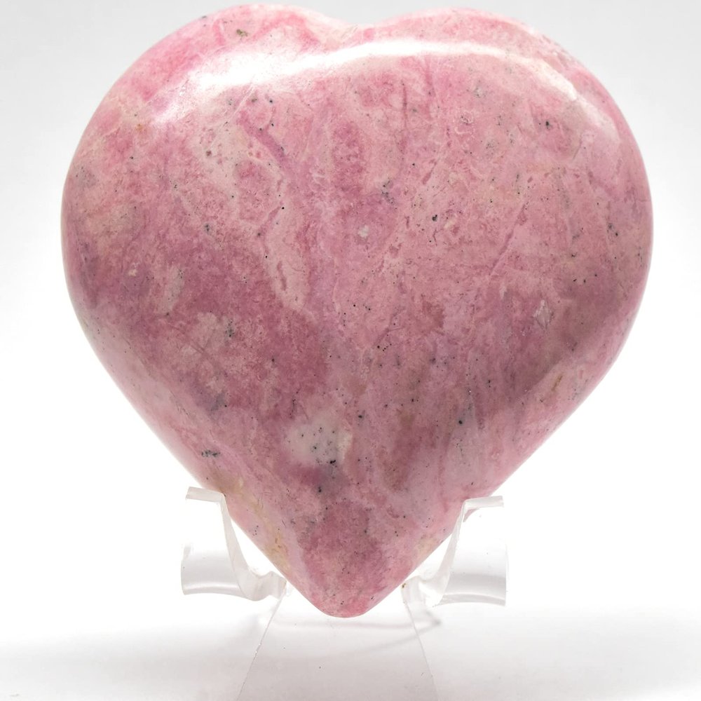 2.9" 255g Rich Pink Rhodochrosite Heart Polished Natural Gemstone Crystal Mineral Dcor Specimen - Peru + Stand