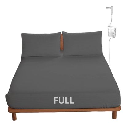 OKOHEY Grounding Fitted Sheets with 15ft Earthing Cord, Full Size, 90% Organic Cotton + 10% Silver Fiber, Soft & Breathable Grounded Sheet for Better Sleep and Enhanced Wellness, Gray