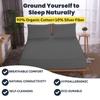 OKOHEY Grounding Fitted Sheets with 15ft Earthing Cord, Full Size, 90% Organic Cotton + 10% Silver Fiber, Soft & Breathable Grounded Sheet for Better Sleep and Enhanced Wellness, Gray view 2