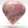 2.9" 255g Banded Rich Deep Pink Rhodocrhsoite w/Inclusions Heart Polished Natural Gemstone Crystal Mineral Specimen - Peru + Stand view 1
