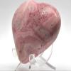 2.9" 255g Banded Rich Deep Pink Rhodocrhsoite w/Inclusions Heart Polished Natural Gemstone Crystal Mineral Specimen - Peru + Stand view 2